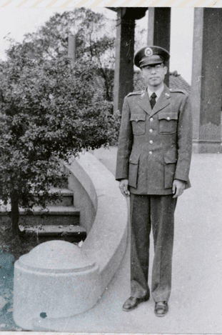 Master Sheng Yen in military uniform.